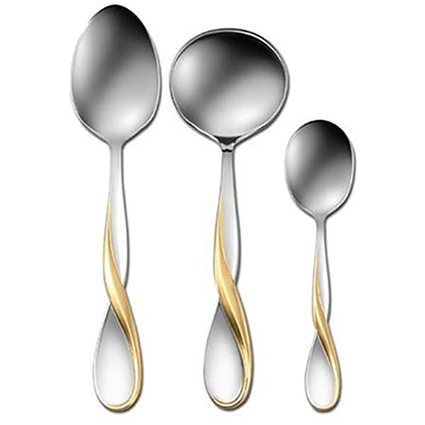 Oneida Golden Aquarius 3 Piece Hostess Set Quality 18/10 Stainless Flatware